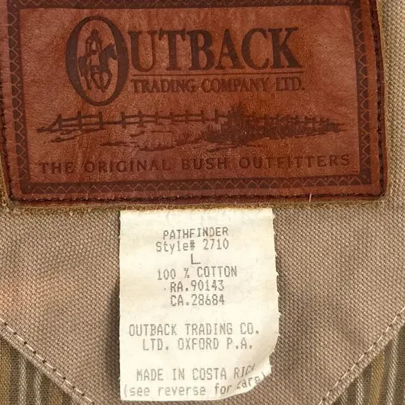 VTG Outback Field Jacket Lg Tan Canvas Western Ranch Barn Coat Distressed Rugged - Picture 8 of 16